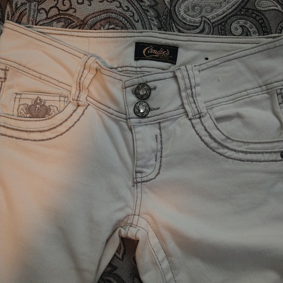 Candies Womens Cream Jeans Size 3 - Picture 5 of 10